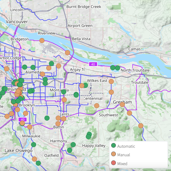 A data visualization of bike-ped counters in Portland, Oregon