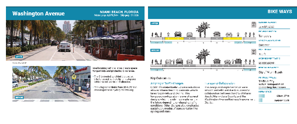 Two screenshots from the Rethinking Streets book showing what the layout looks like. Visible are several photographs and paragraphs of text that is too small to read.