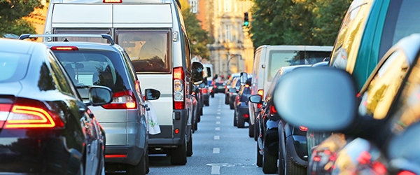 Cars waiting at a traffic signal