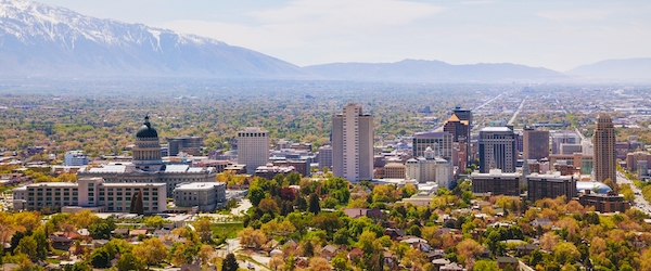 Salt Lake City overview on a sunny day