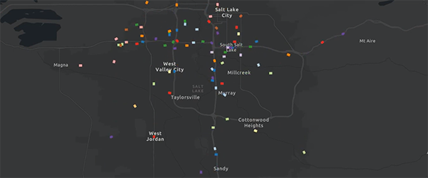 a visualization of trips entering and exiting Salt Lake City