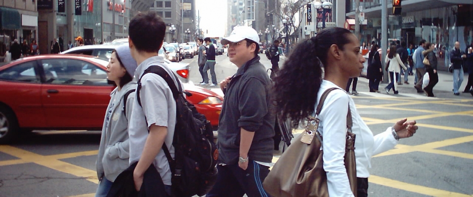Pedestrians crossing a street