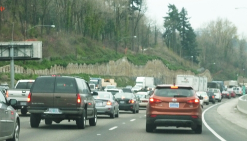 Freeway emissions can be reduced by maintaining optimal traffic flow.
