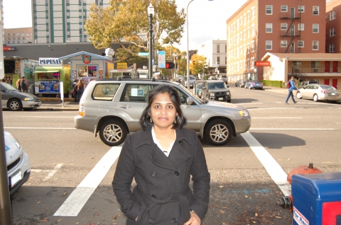 OTREC researcher Sirisha Kothuri looks for ways to improve the pedestrian experience