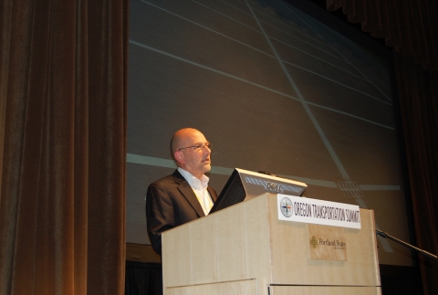 Eran Ben-Joseph of MIT, author of "ReThinking a Lot: The Design and Culture of Parking," speaks at the Oregon Transportation Summit Sept. 10 in Portland.