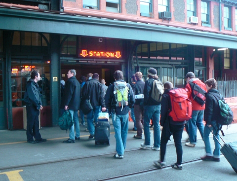University of Washington students arrive in Portland last month for the first part of a high-speed rail seminar held jointly by the University of Washington and Portland State University. Portland State students reciprocate March 4.